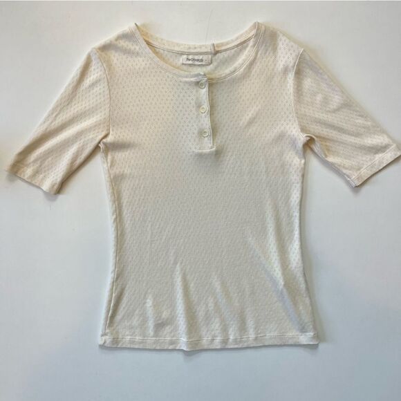Twothirds Pointelle Henley Tee Small - Picture 2 of 9